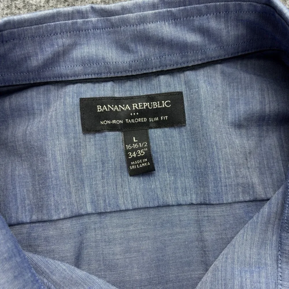 Banana Republic Non Iron Tailored Slim Fit Dress Shirt Blue L 16-16.5 34/35